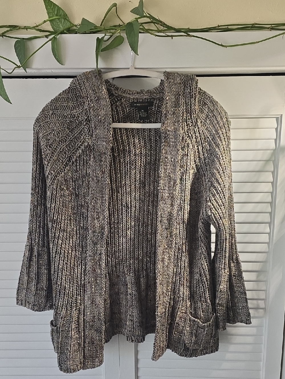 BCBGMaxAzria Hooded Chunky Knit Cardigan Sweater.